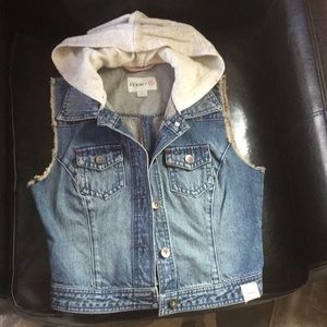 Denim Vest with Fleece Hood Size S
